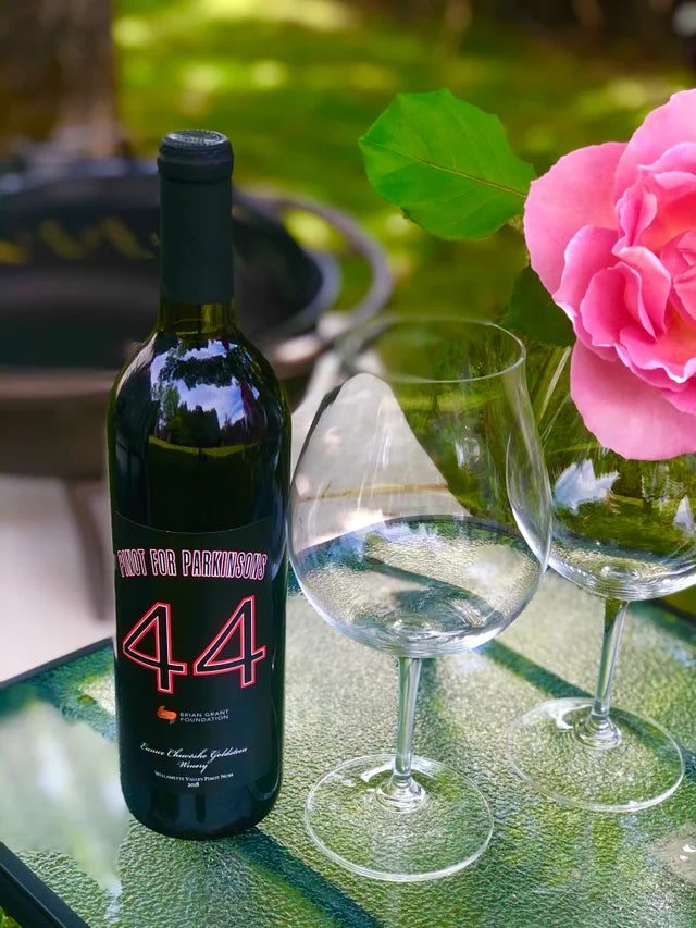 The Brian Grant Foundation & Eunice Chiweshe Goldstein Winery are honored to bring you Pinot For Parkinson’s! Willamette Valley Pinot Noir 2018 750 mL The Brian Grant Foundation & Eunice Chiweshe Goldstein Winery are honored to bring you Pinot For Parkinson’s! Willamette Valley Pinot Noir 2018 750 mL
