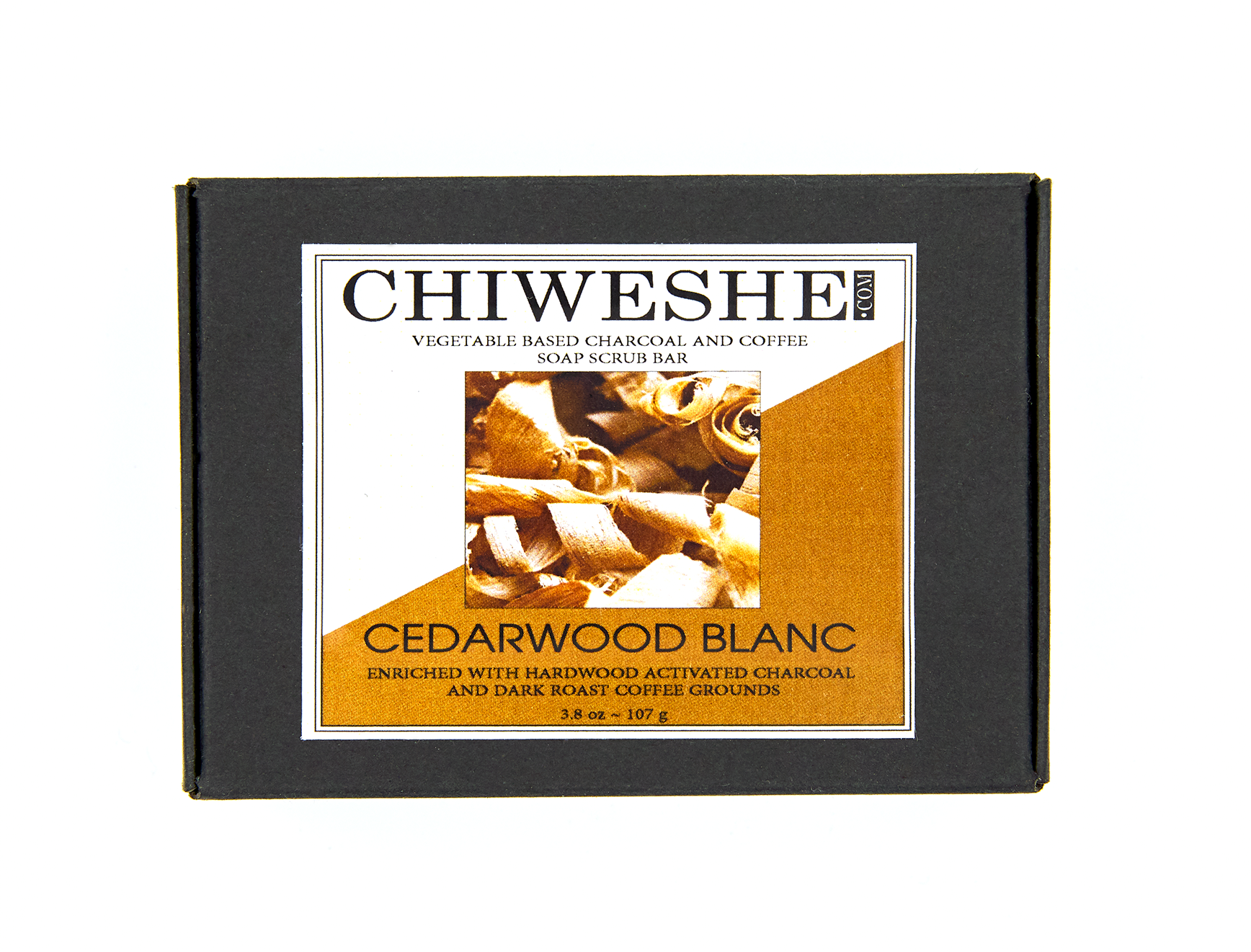 Cedarwood Blanc Hardwood Activated Charcoal & Coffee Soap Scrub Bars. Vegetable-Based, Hand-Made, Hand-Poured by Chiweshe.